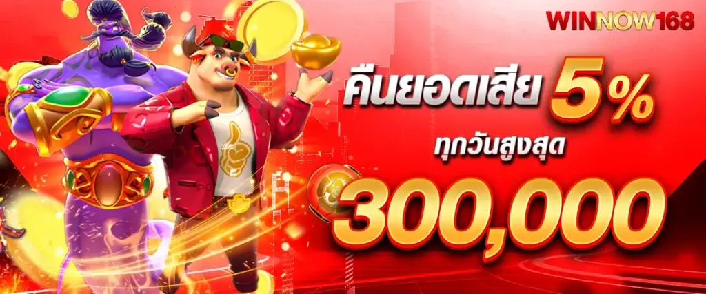 คืนยอดเสีย 5% ทุกวันสูงสุด 300,000 บาท
